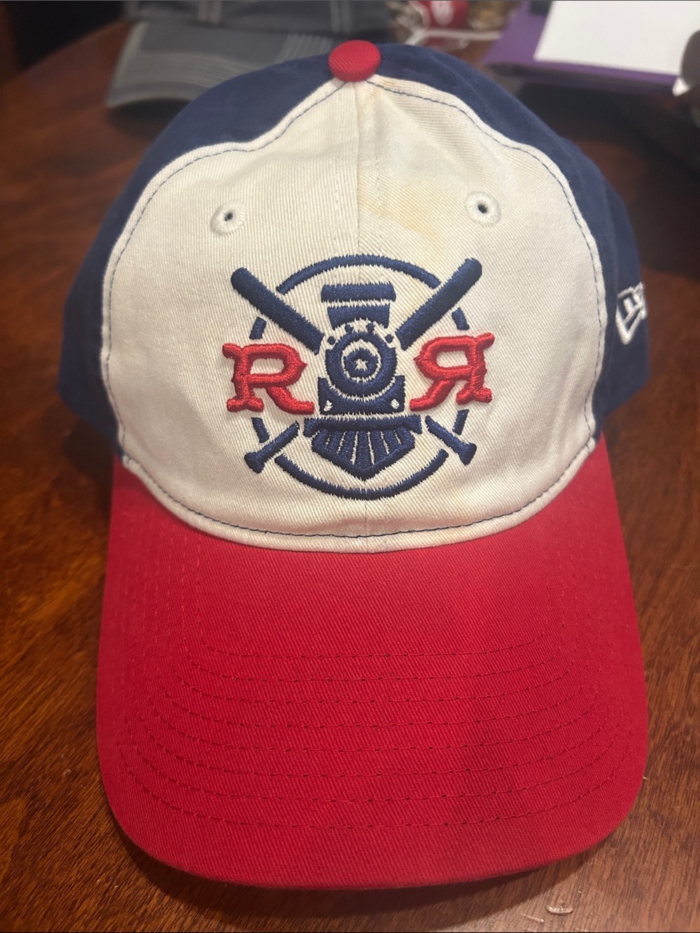 Round Rock Express New Era 9Twenty Red, White, Blue Baseball Cap Train Logo O/S